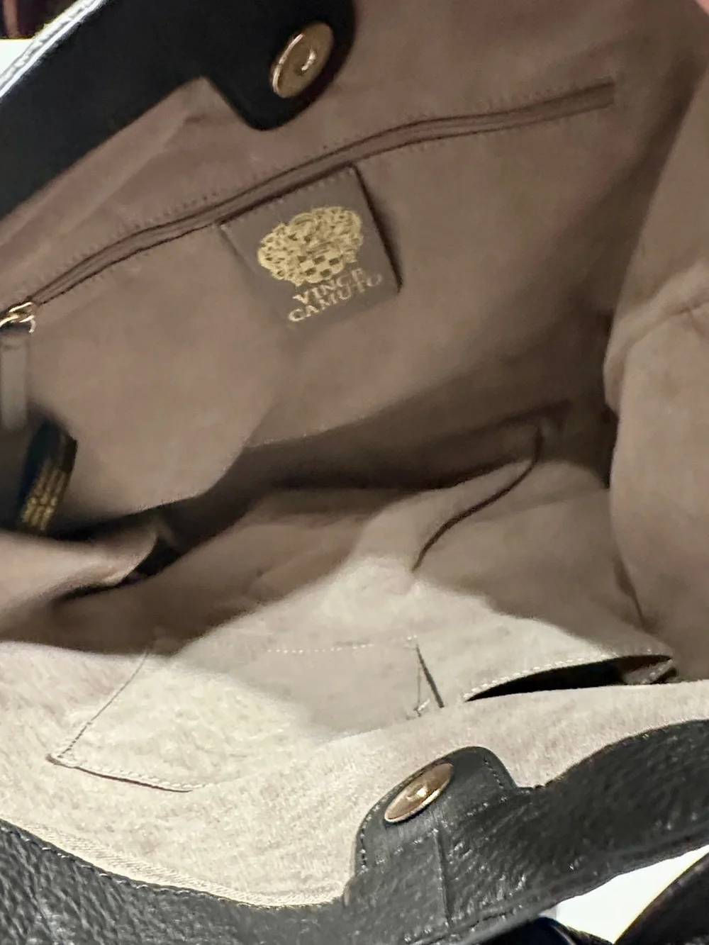 Vince Black Pebbled Leather Hobo/Shoulder Bag
